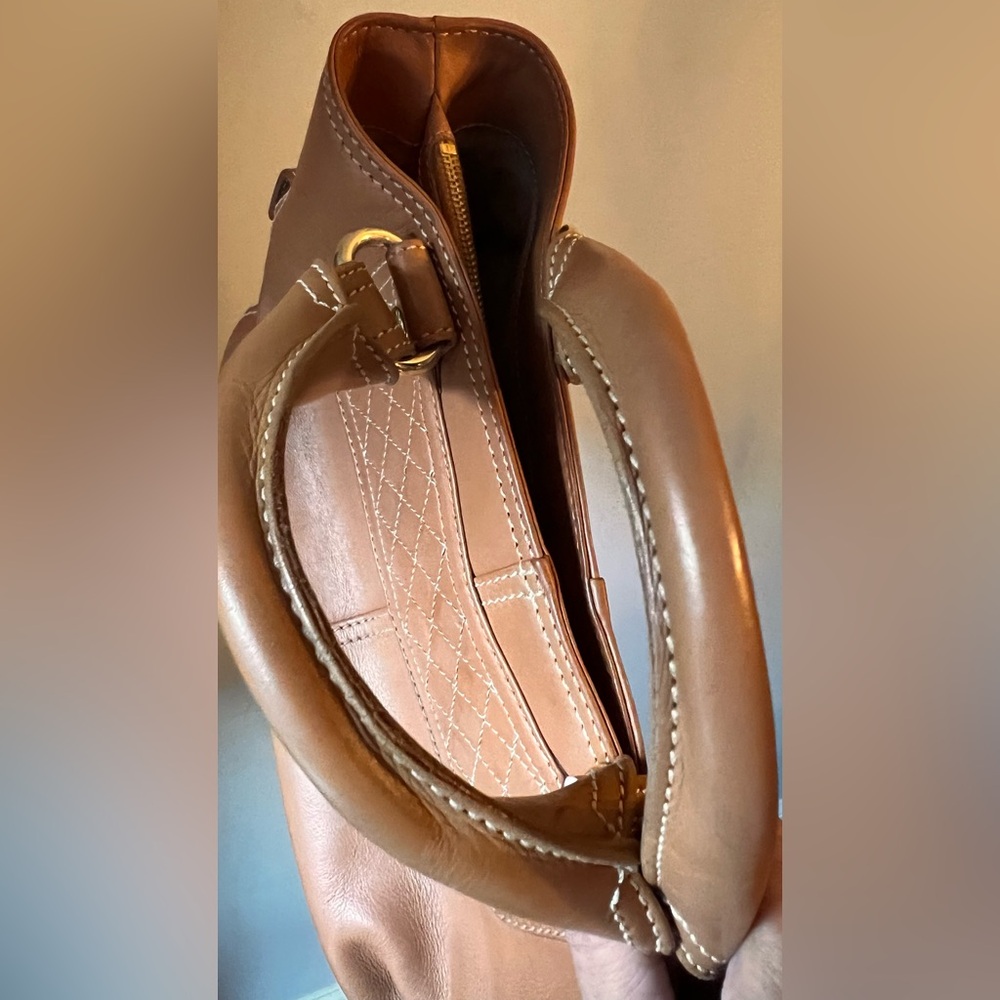 Celine vintage beige/brown Leather Satchel with Gold Details - Picture 8 of 15